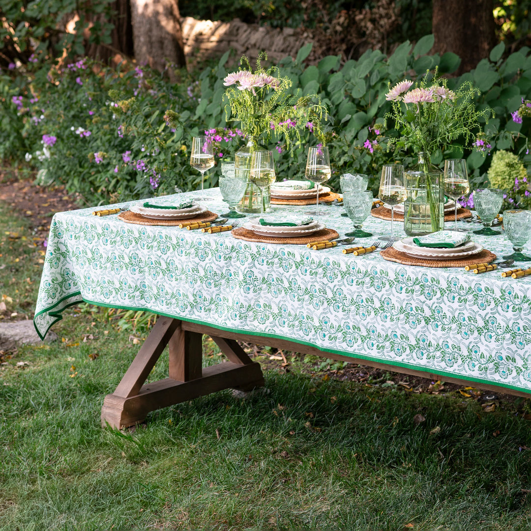 Gardenia Vine Emerald Tablecloth