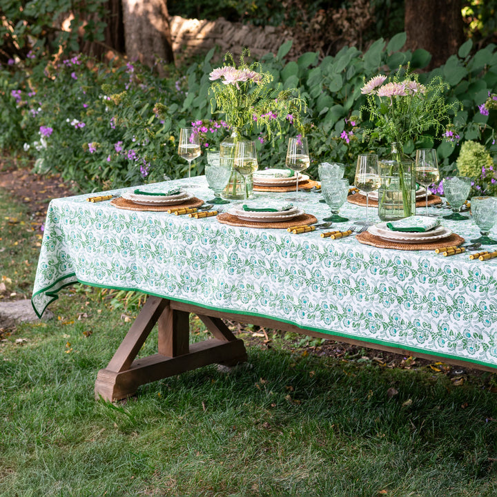 Gardenia Vine Emerald Tablecloth