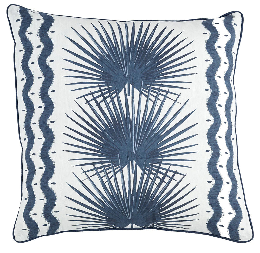 Navy Palm Pillow