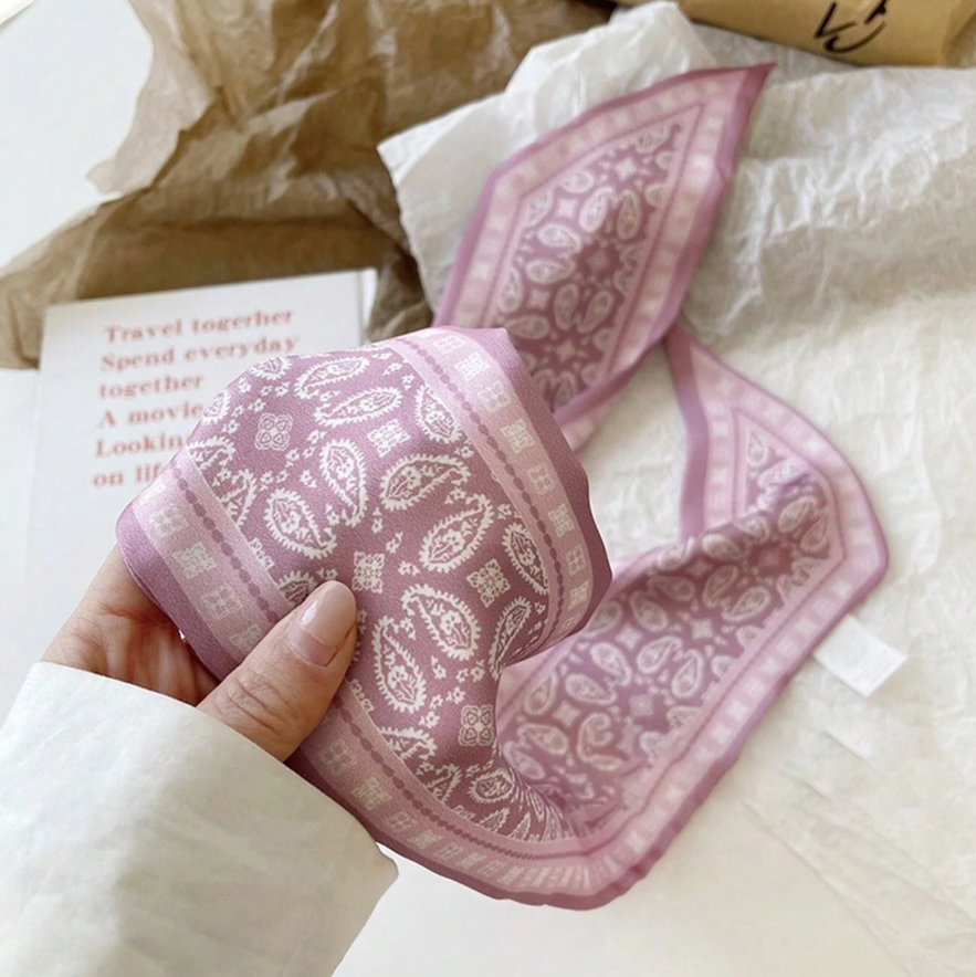 Pink and White Paisley Print Scarf