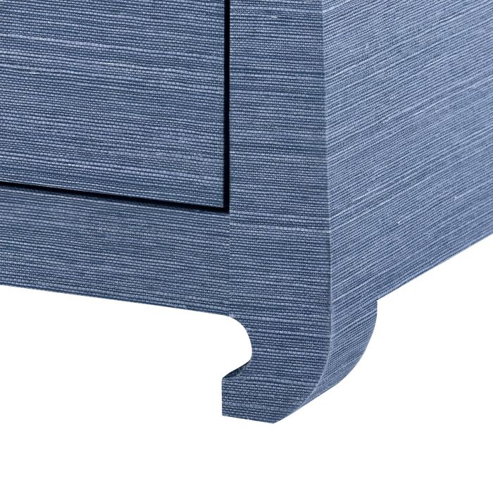 Navy Grasscloth 2-Drawer Side Table