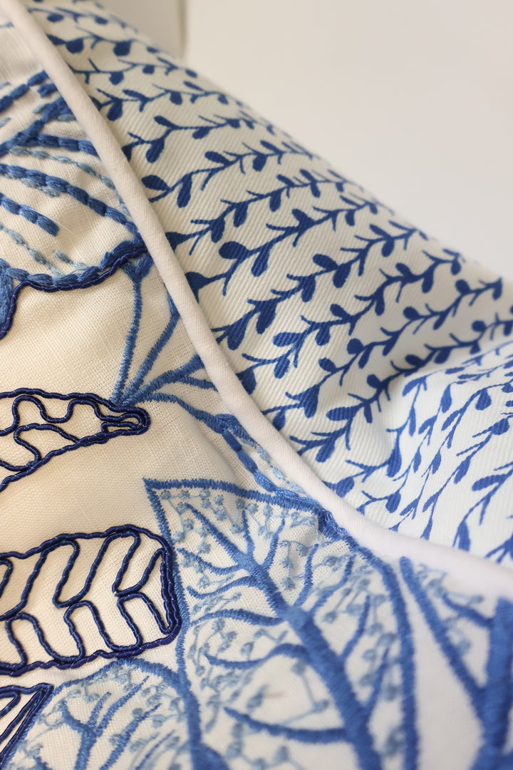 Blue Embroidered Pillow