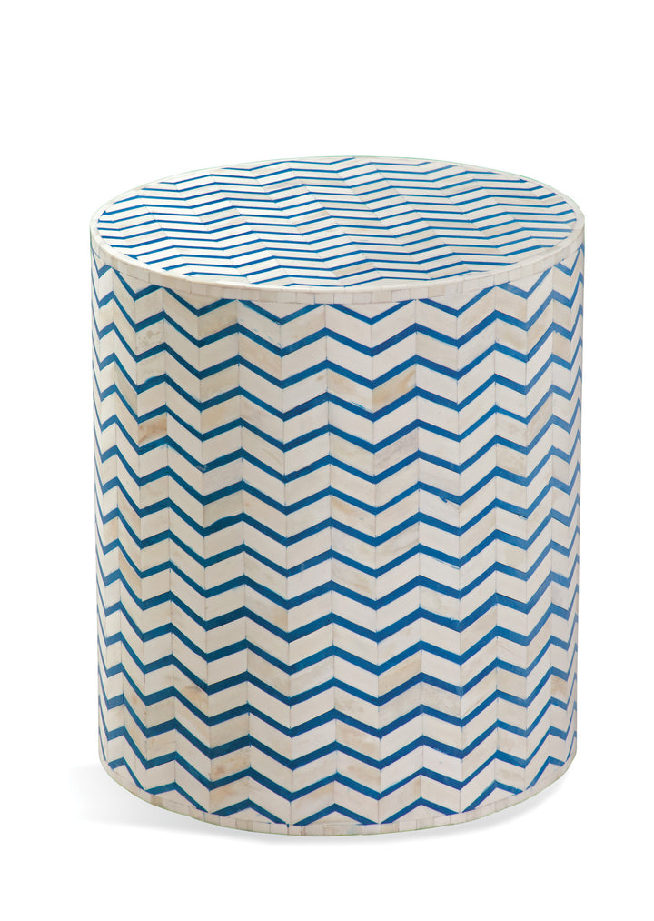 Chevron Blue Bone Accent Table