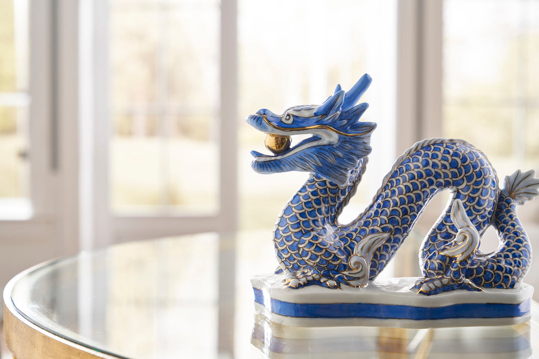 Blue Porcelain Dragon Pair