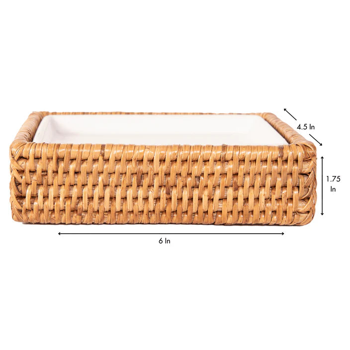 Rattan Soap Dish w/ Ceramic Insert