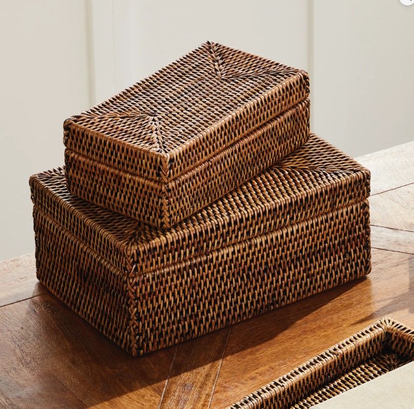 Burma Rattan Lidded Box- Large