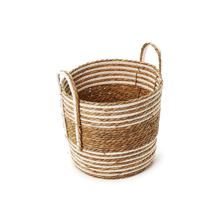 Hand-Woven Water Hyacinth and Cotton Basket