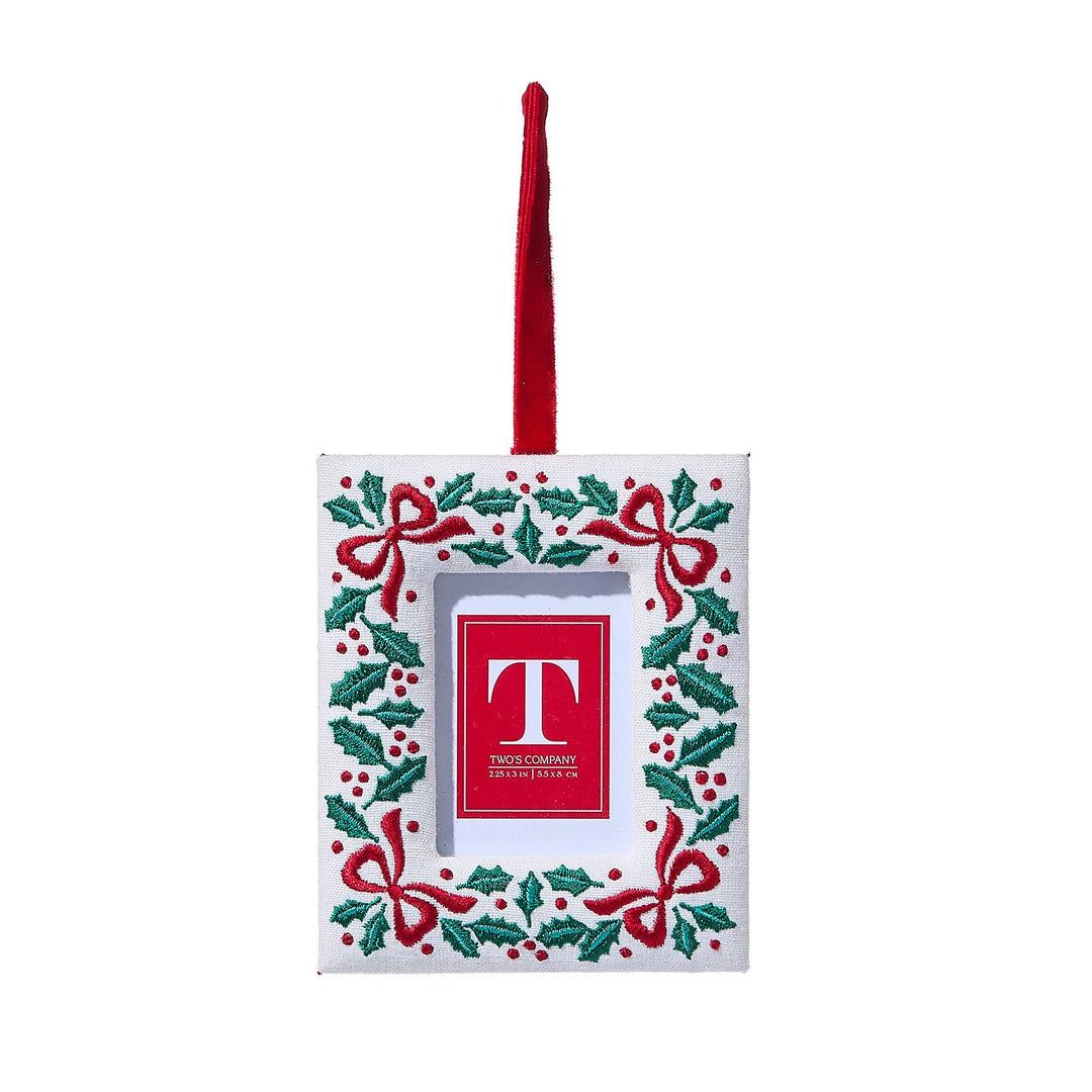 Embroidered Holiday Photo Frame Ornament