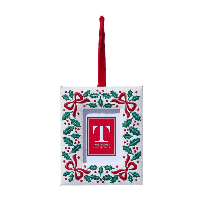 Embroidered Holiday Photo Frame Ornament