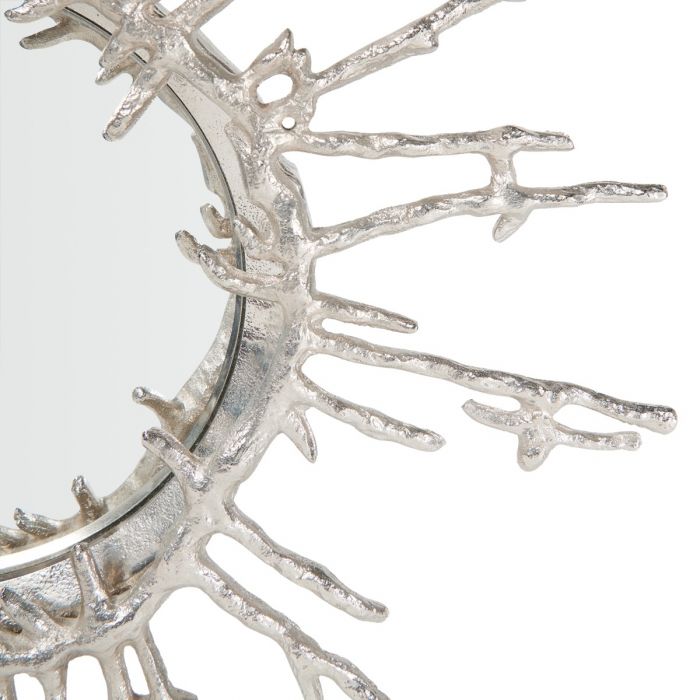 Large Nickel Natural Round Mirror