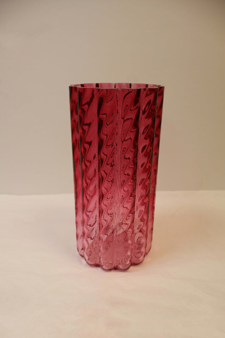 Cranberry Ripple Vase