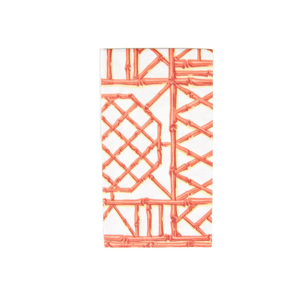 Bamboo Screen Coral Guest Towel Paper Linen