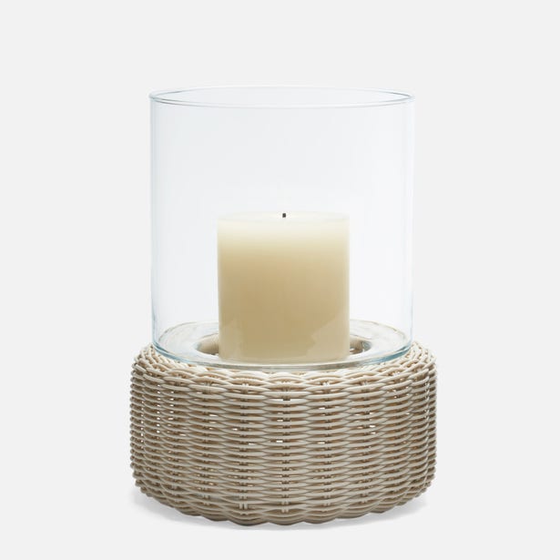 Faux Rattan White Hurricane Lg.