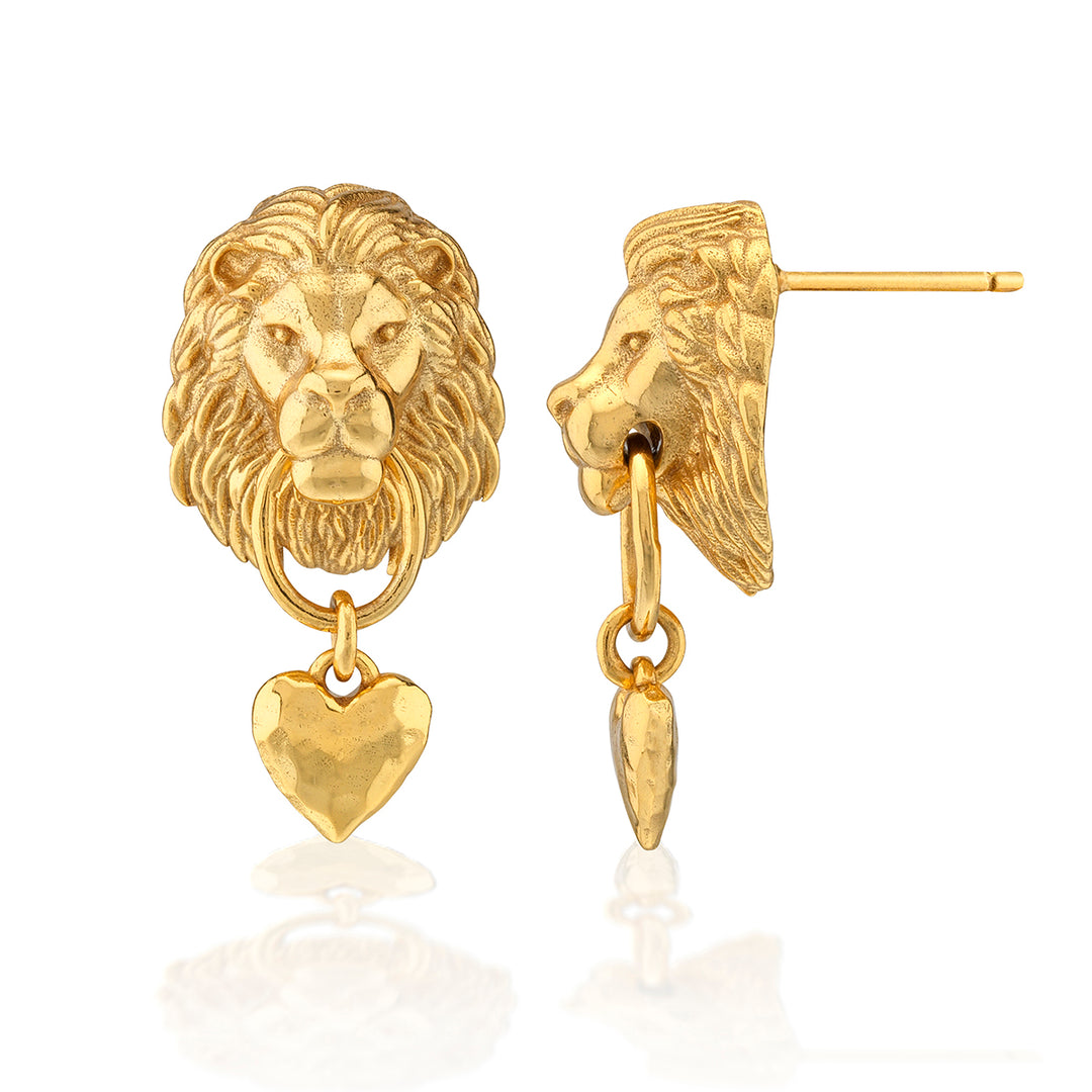 Lionheart Post Earrings- Gold