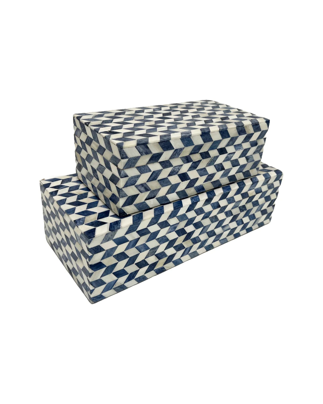 Blue &amp; White Chevron Box- Small