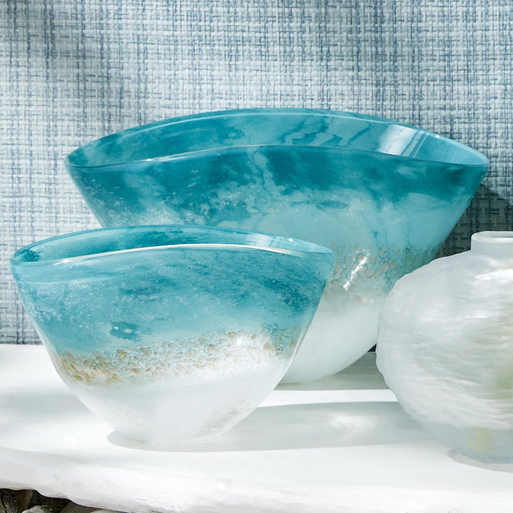 Hand-Blown Glass Seafoam Bowl