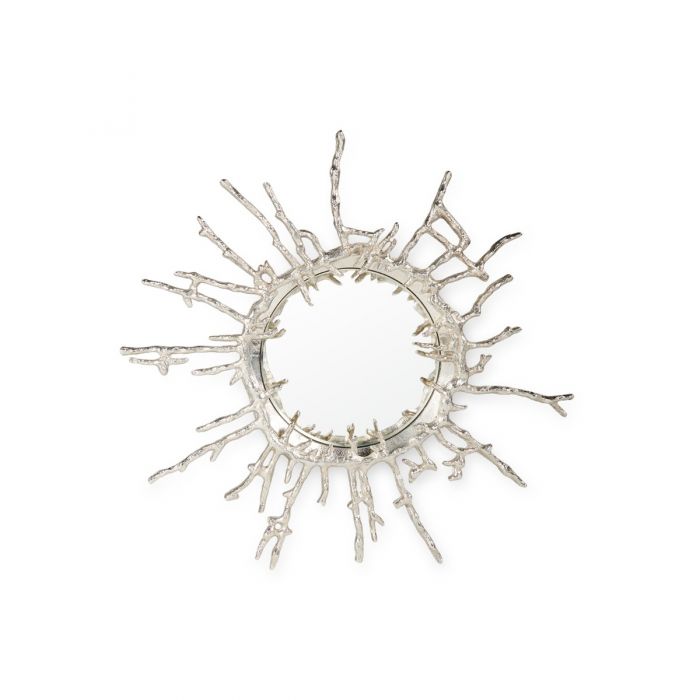 Large Nickel Natural Round Mirror