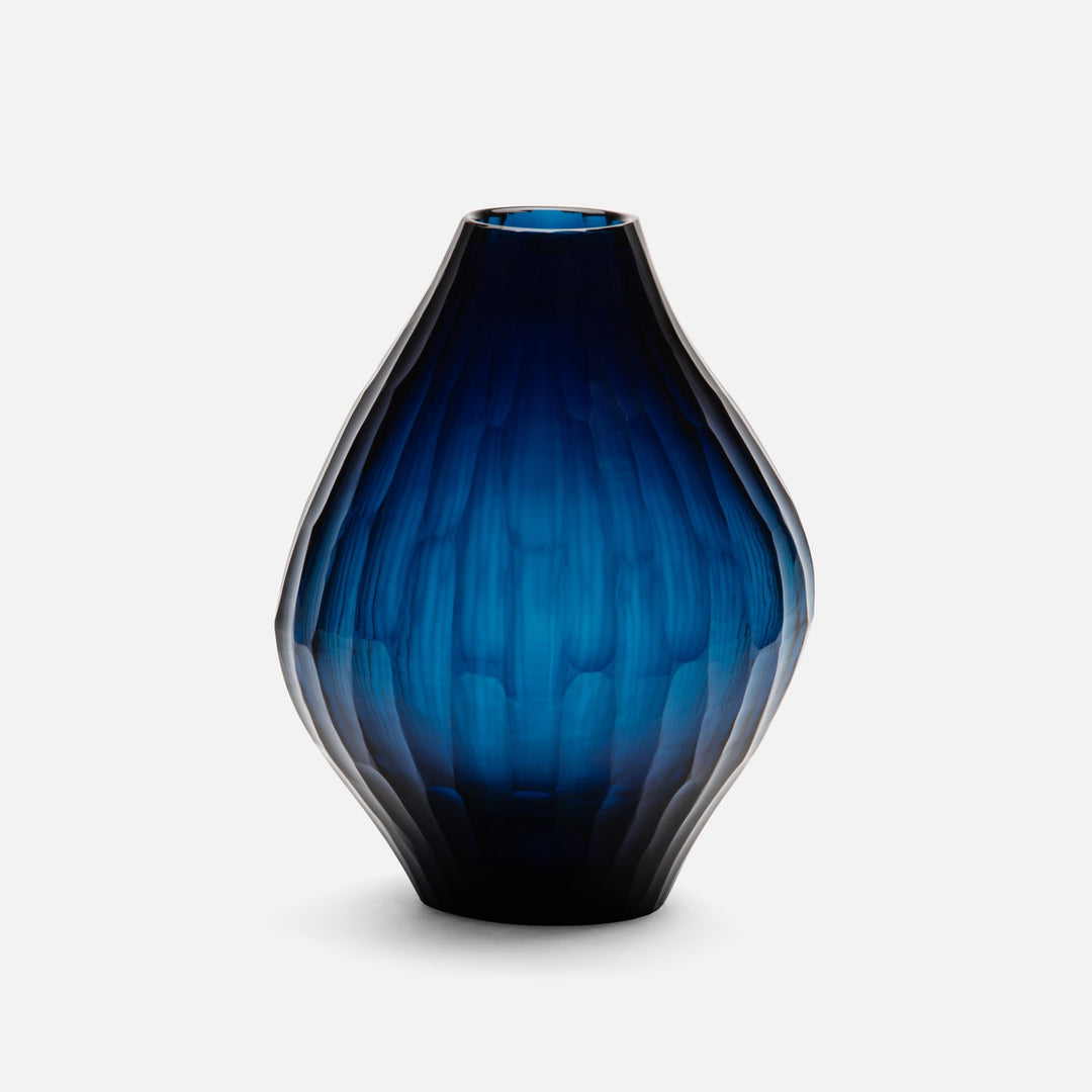 Striated Blue Glass Vase