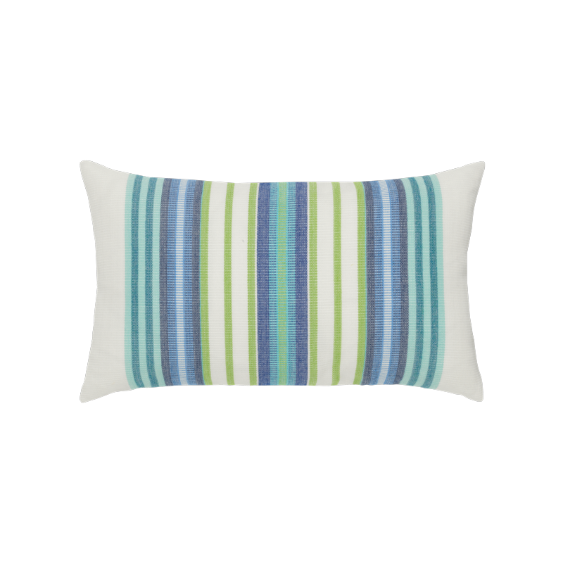 Summer Stripe Lumbar Pillow- Blue &amp; Green
