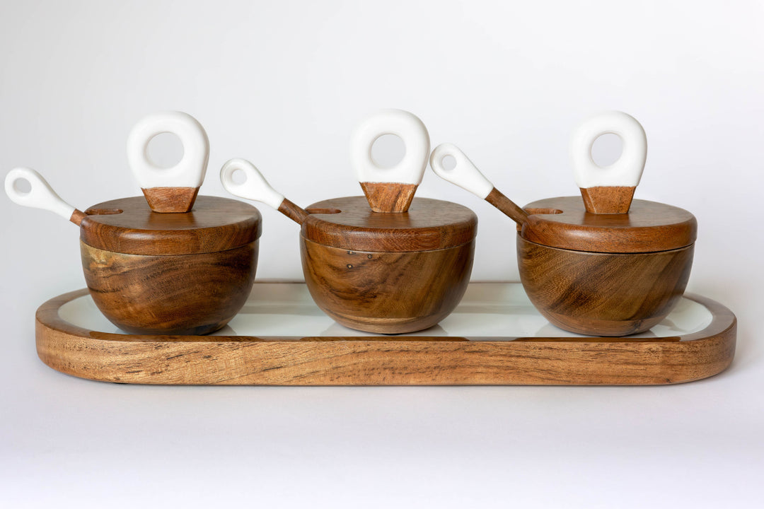 Acacia Wood Dipping Bowl Set