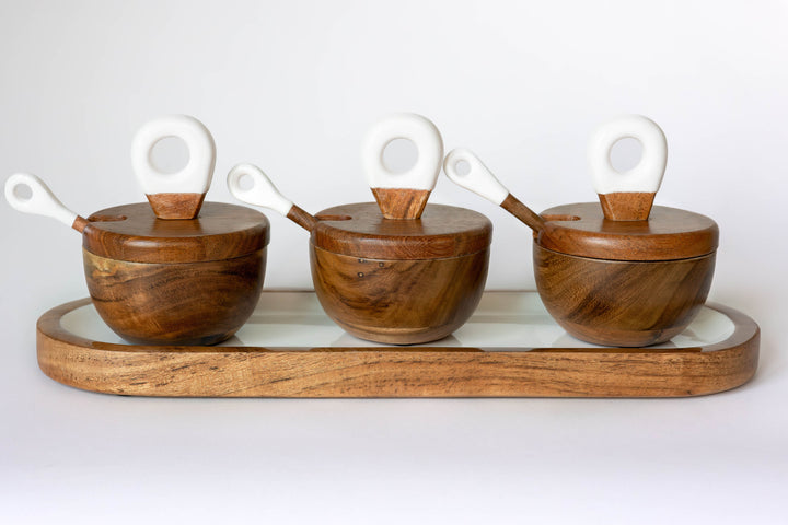 Acacia Wood Dipping Bowl Set