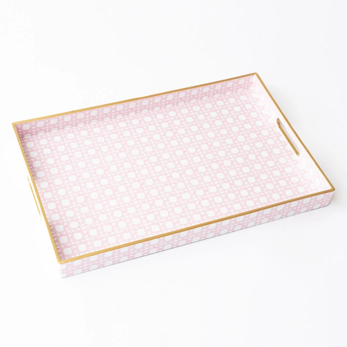 Pink Cane Rectangular Tray