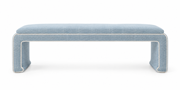 Ming Style Upholstered Bench in Atlantic LB