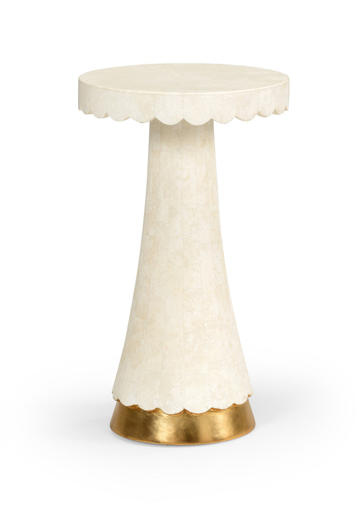 Agate &amp; Wood Scallop Side Table