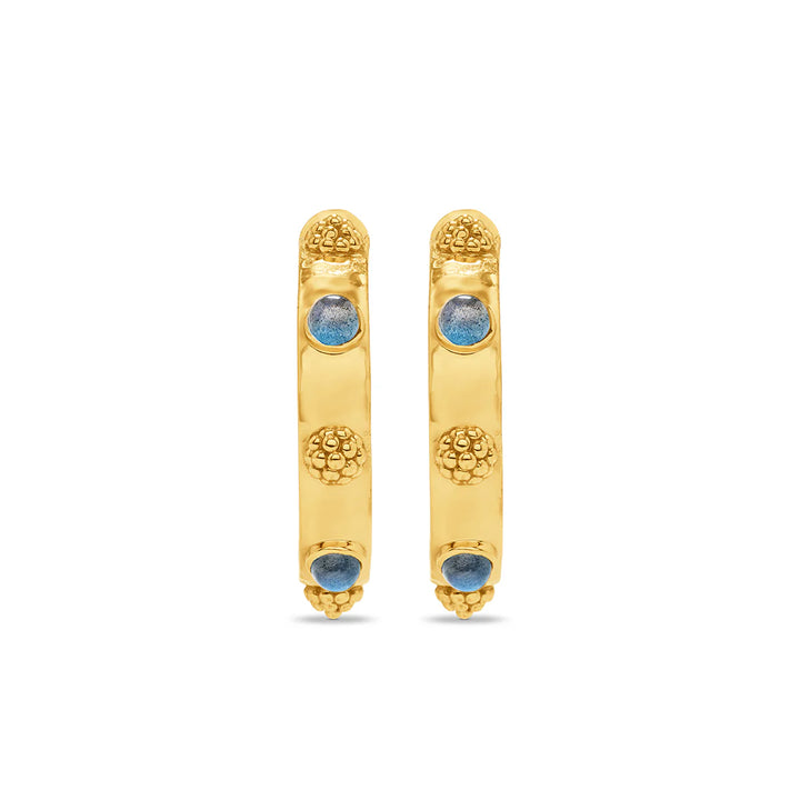 Cleo Hoop Earrings in Hmmrd Gold,Blue Lab