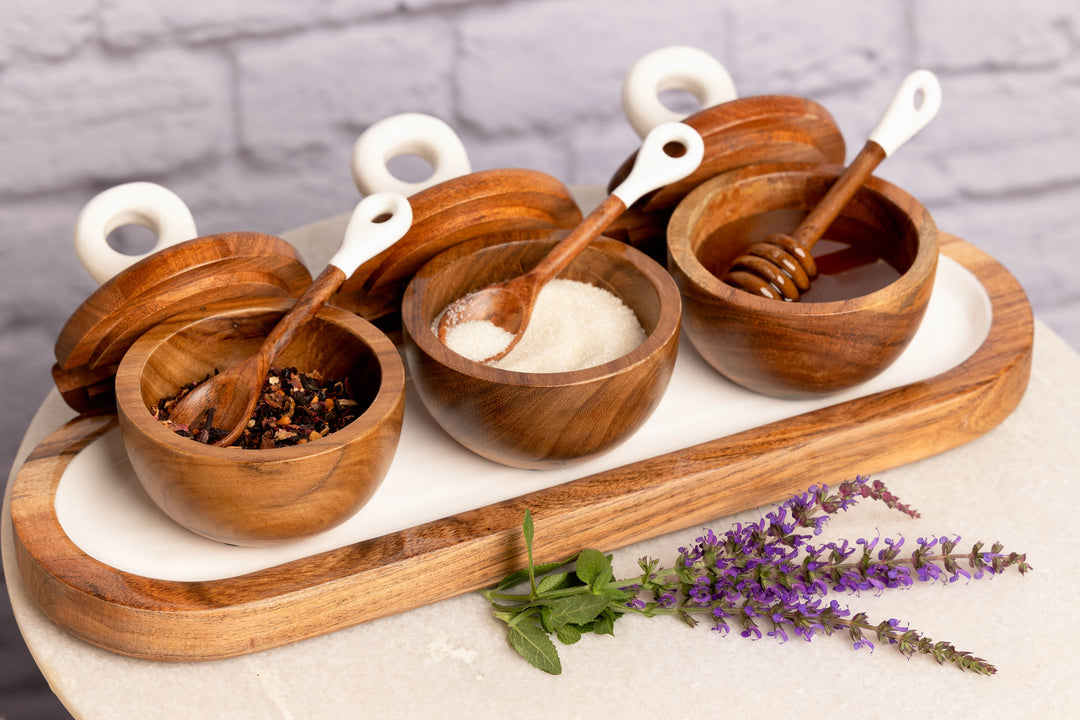 Acacia Wood Dipping Bowl Set