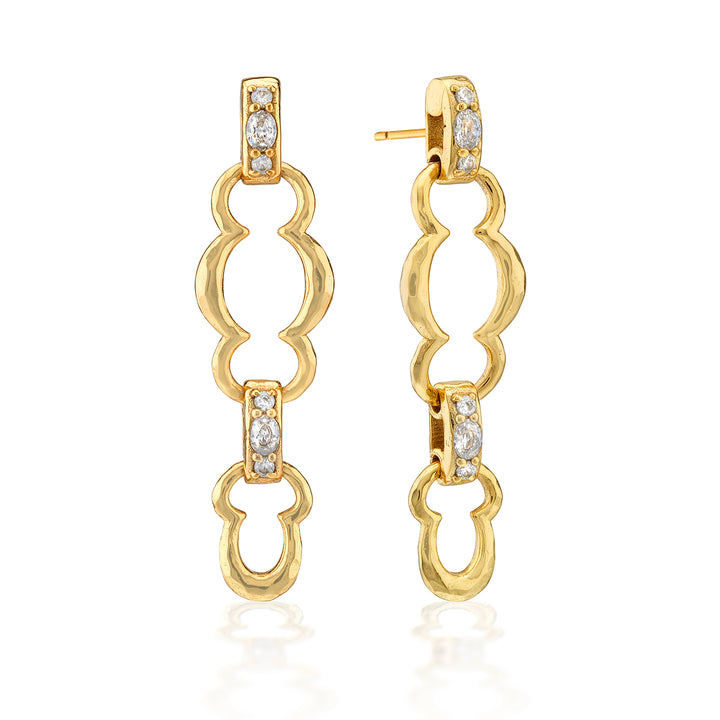 Maharani Grande Double Drop Earrings- Clear CZ