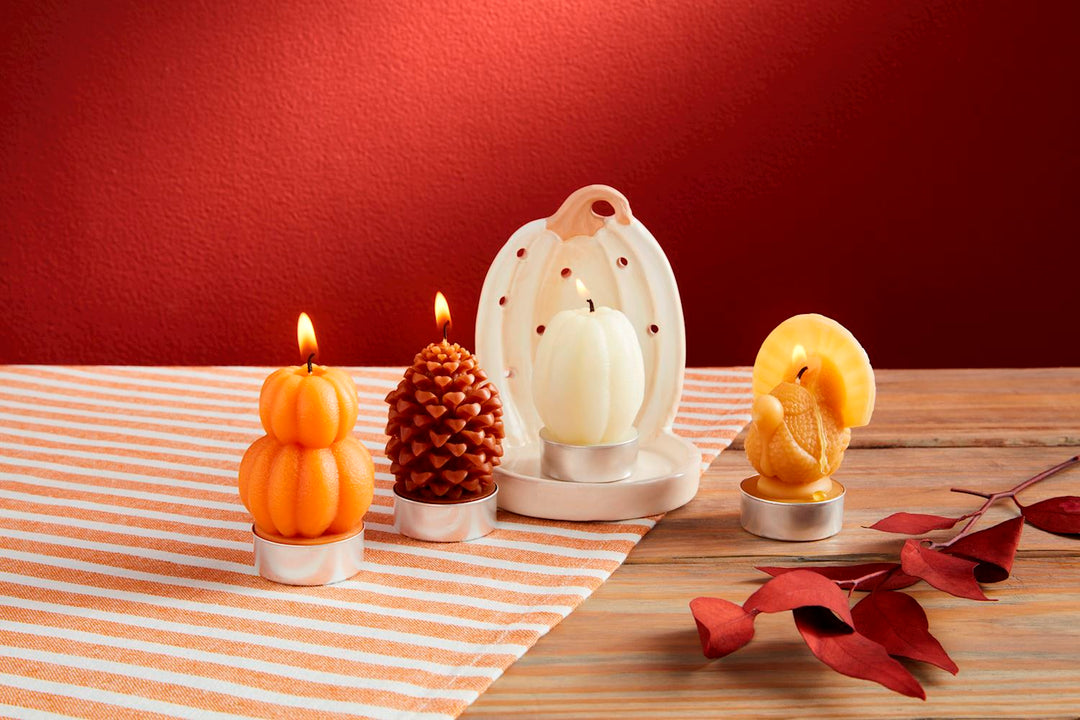 Fall Tea Light Set-White Pumpkin