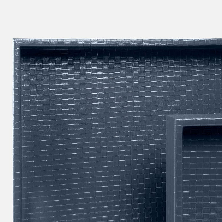 Navy Basketweave Faux Leather Tray - Large