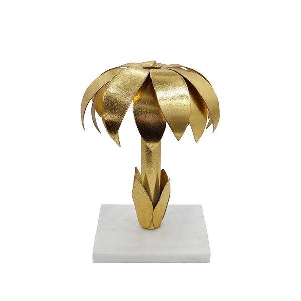 Gold Leaf Palm Tree Candle Holder Pair