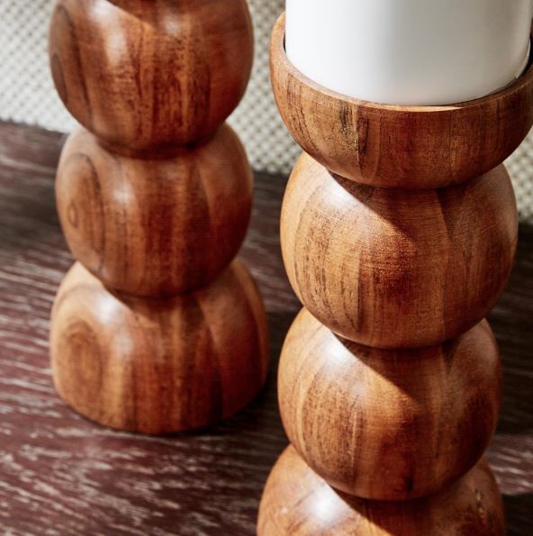Sphere Hand Crafted Pillar Candle Holder Pair