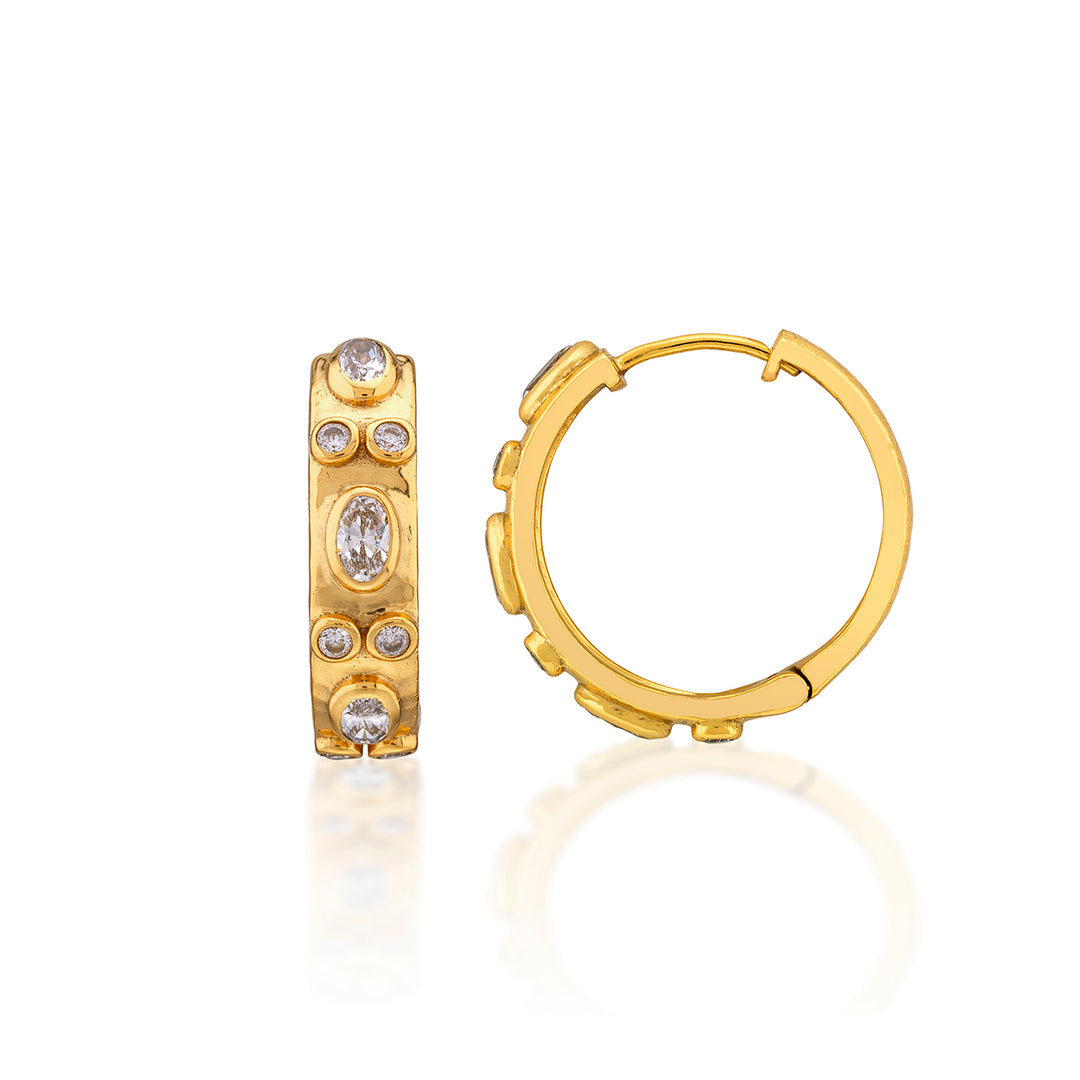 Maharani Huggie Hoop Earrings- Clear CZ