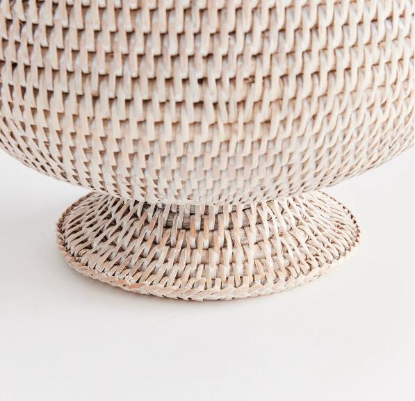Burma Rattan Footed Cachepot- Whitewash