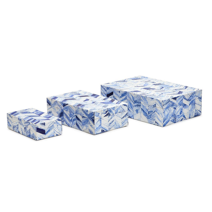 Blue &amp; White Chevron Box- Medium