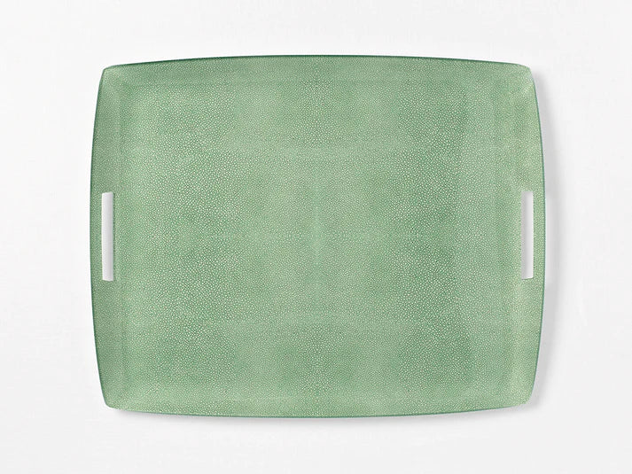 Green Shagreen Serving Tray w/ Handles