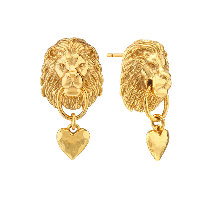 Lionheart Post Earrings- Gold