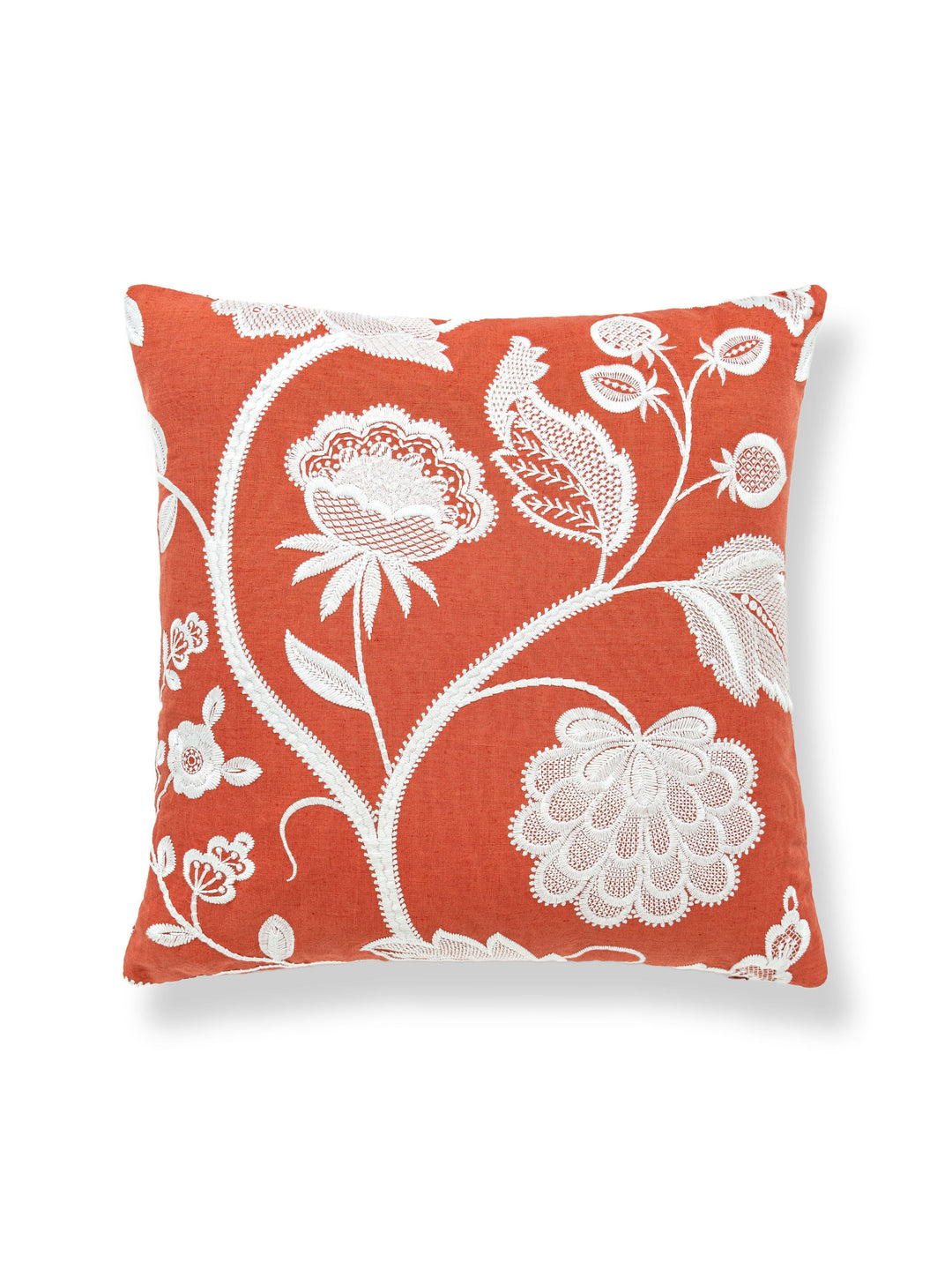 Kensington Embroidery Pillow-Coral