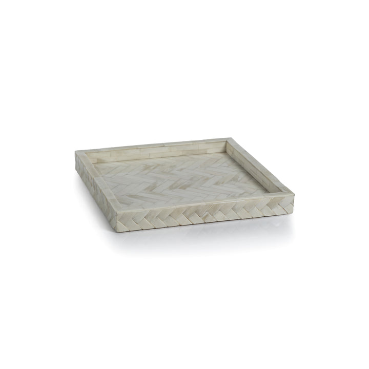 Bone Braided Tray White