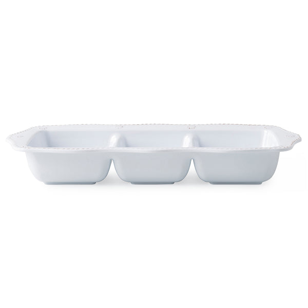 Berry &amp; Thread Whitewash Melamine Triple Section Server