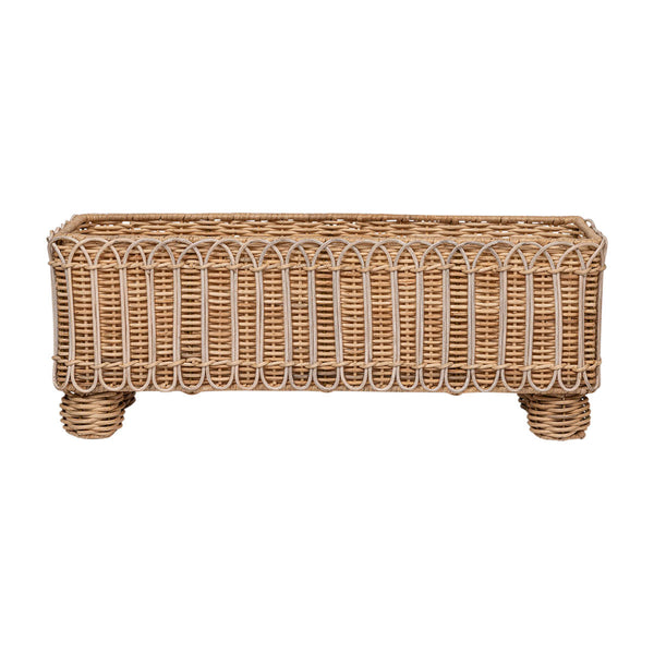Provence Rattan 20" Rectangle Planter - Whitewash
