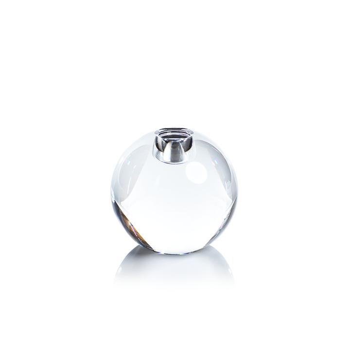 Round Crystal Glass Taper Holder-Pair