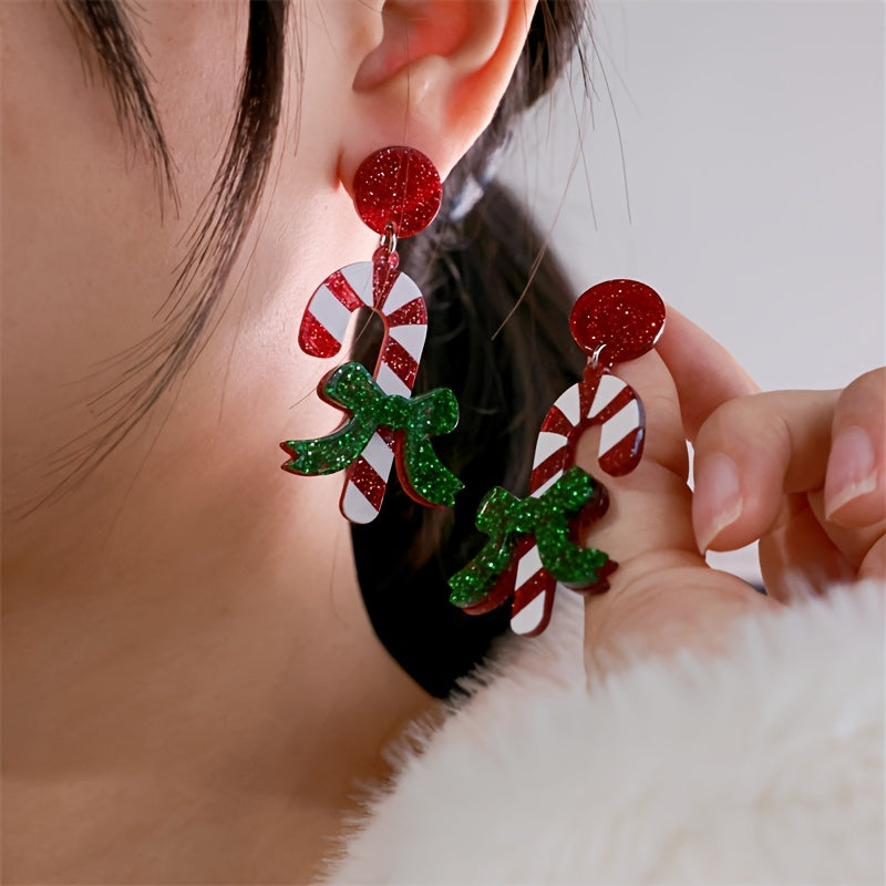 Acrylic Candy Cane Earrings