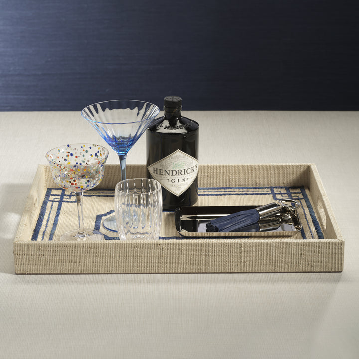 Pattern Lagoon Natural Fiber Raffia Serving Tray