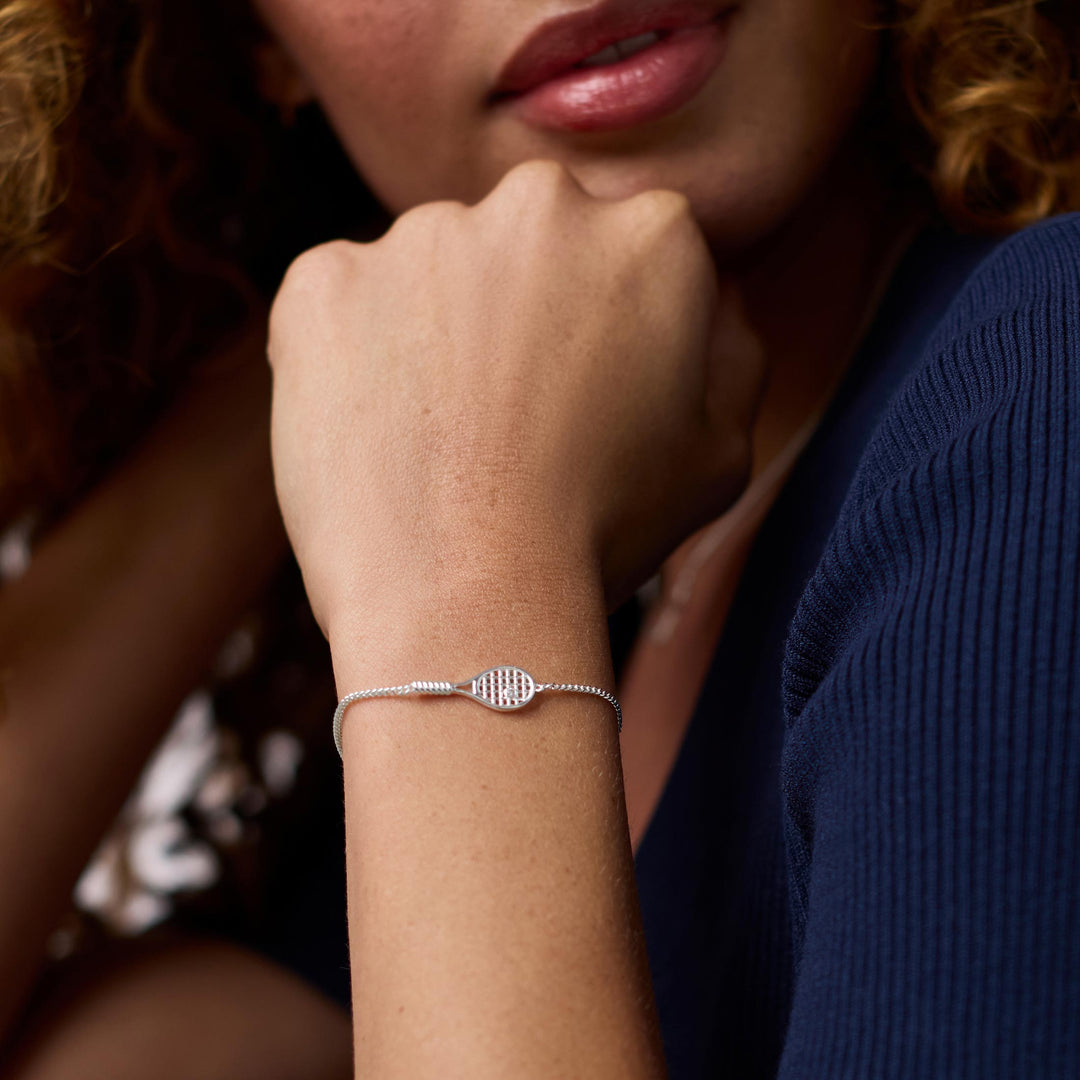 Tennis Racquet Delicate Bracelet - Silver