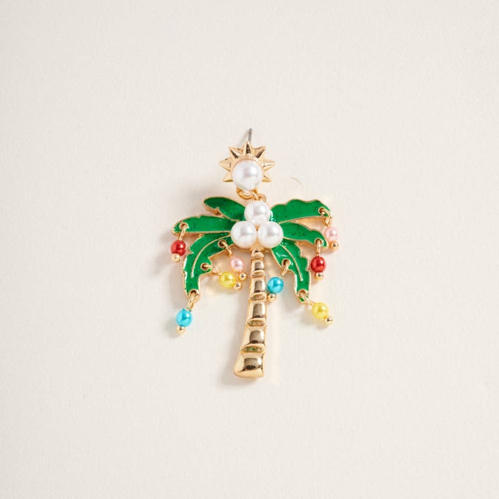 Palm Tree Pearl Earrings
