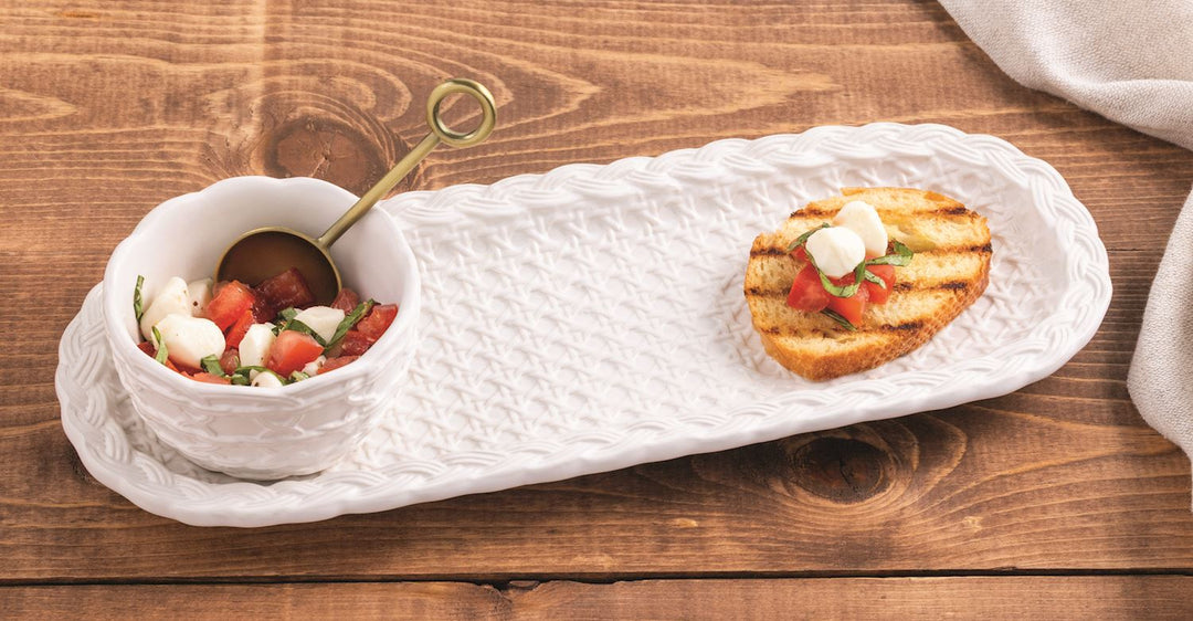 3 Piece Woven Ceramic Dip Tray Set